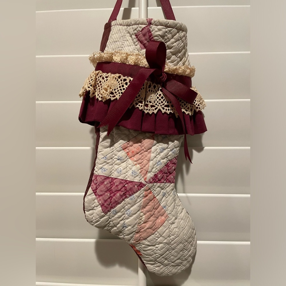 Handcrafted Stocking from Antique Quilt